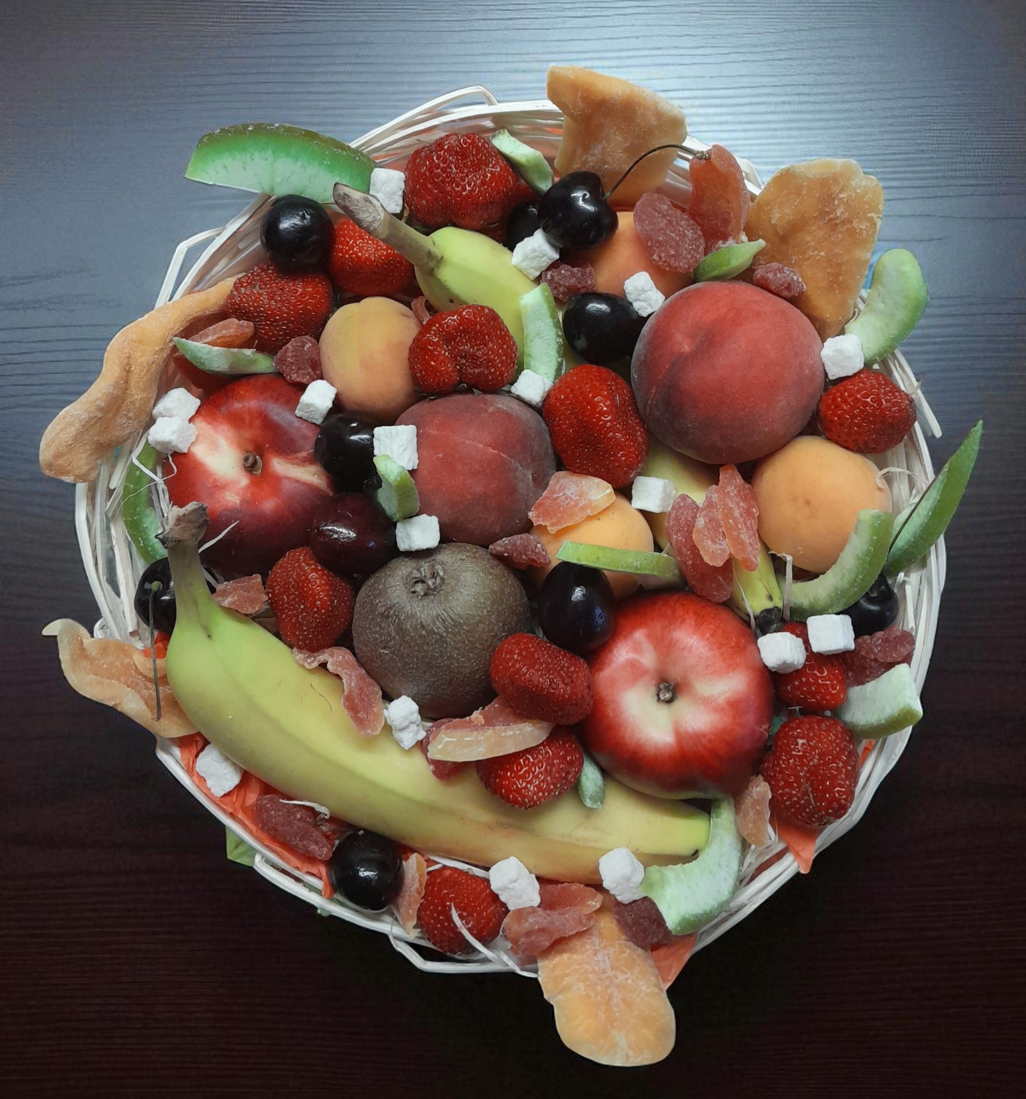 Composition fruits frais et déshydratés